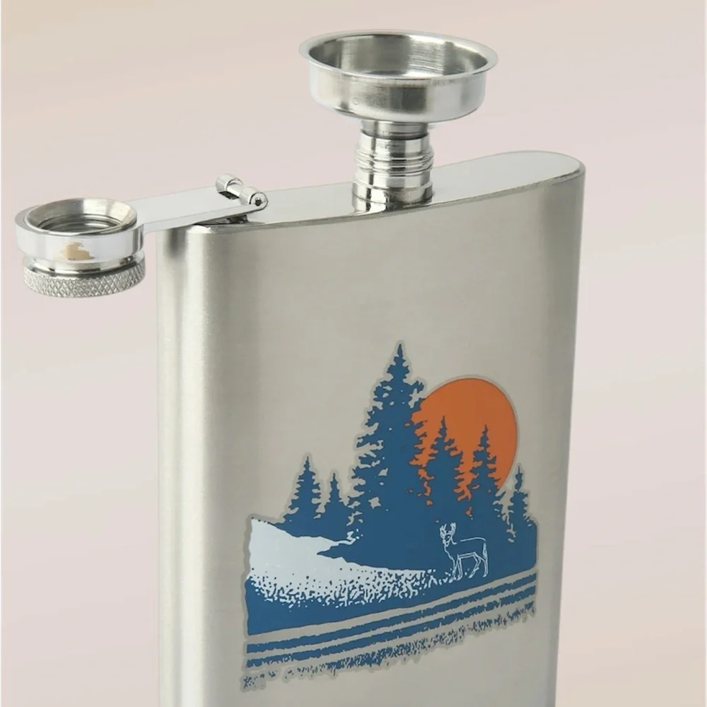 Ozark Trail 7.5 Stainless Steel Flask with Funnel Deer Design New In Box - Picture 5 of 9